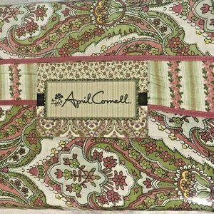 April Cornell Twin Duvet Cover and Sham Pink and Green Floral Girls Room New